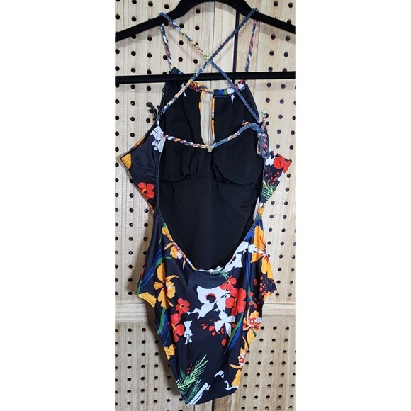 Luna Wave Women's One Piece Swimsuit Halter Neck Hollow Front Ruched Beach Wear - Picture 8 of 10